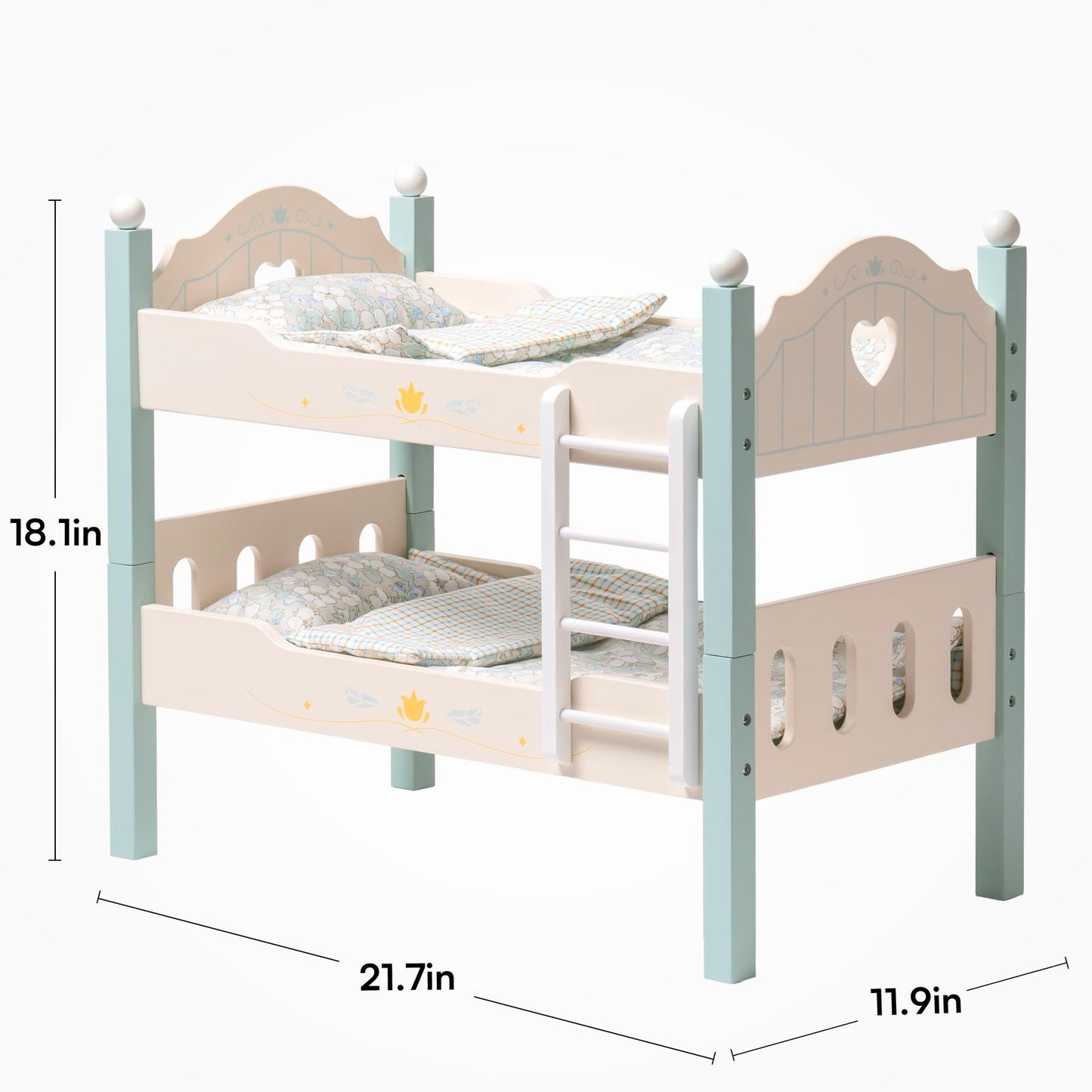 ROBOTIME Baby Doll Bunk Beds,Wooden Doll Beds Cribs Cradle For 18 Inch Dolls Furniture, Stackable Doll Bed Fits18 American Girl Doll