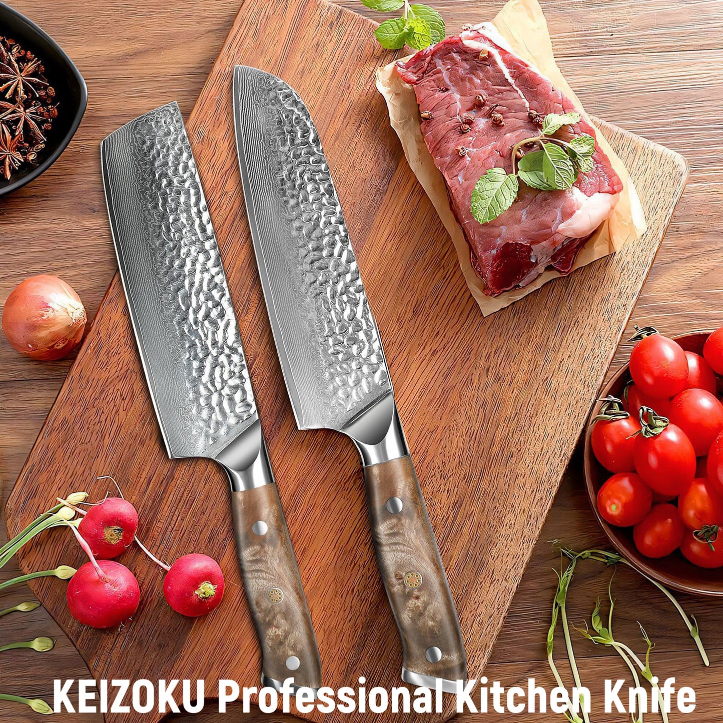 Professional Damascus Chef Knife Set – 10Cr15MOV Japanese Steel with Full Tang G10 Handle, Includes Sheath & Gift Box